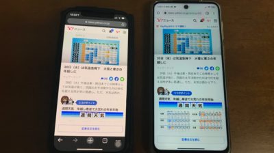 iPhone12 PROとXiaomi Redmi Note 9S 画面サイズ比較